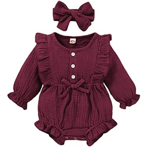 Newborn Baby Girl Clothes Romper Fall Winter Outfit Ruffle Long Sleeve Jumpsuit One Pieces Romper Bodysuit