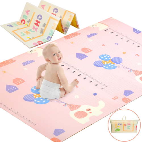 JoyStone Baby Play Mat, 78" X 70" Extra Large Reversible Foam Play Mat, Non-Toxic Foldable Animal Print Waterproof Crawl Mat for Toddlers and Babies