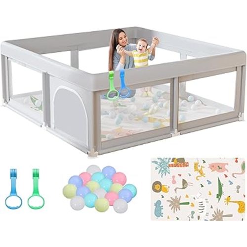 Baby Playpen 50"L x 50"W x 26"H Play Pens for Babies and Toddlers, Large Play Yards for Indoor & Outdoor
