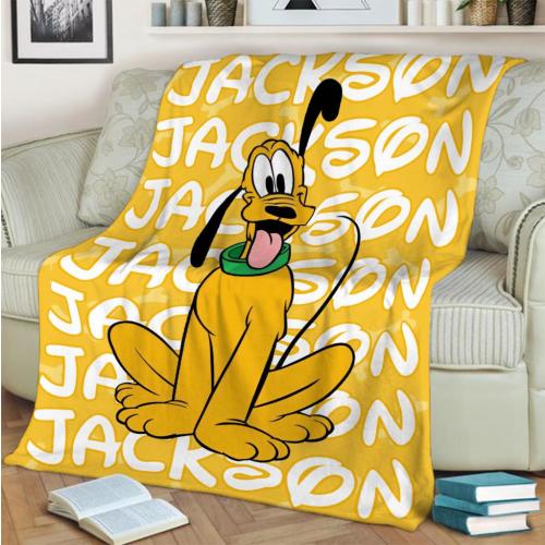 Customized Name Disney Pluto Baby Blanket, Custom Name Blanket, Funny Pluto Dog Blanket, Magic Kingdom Blanket