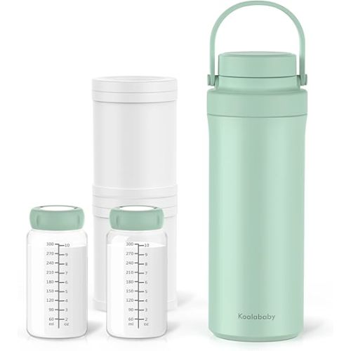 Koalababy Portable Breast Milk Cooler 22oz – 24-Hour Cooling, with 2 Bottles for Breastmilk Storage, Insulated Chiller for Work & Travel, Larger Capacity for Breastfeeding Moms