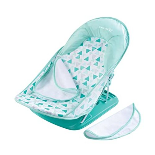 Summer Baby Bather Folding Bath Sling With Warming Wings (Green Triangle) - Bath Support for Use in the Sink or Adult Tub - 1 Count (Pack of 1)