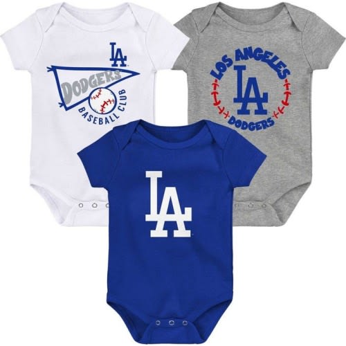 Outerstuff Newborn & Infant Royal/White/Heather Gray Los Angeles Dodgers Biggest Little Fan 3-Pack Bodysuit Set, 0-3 M, Royal