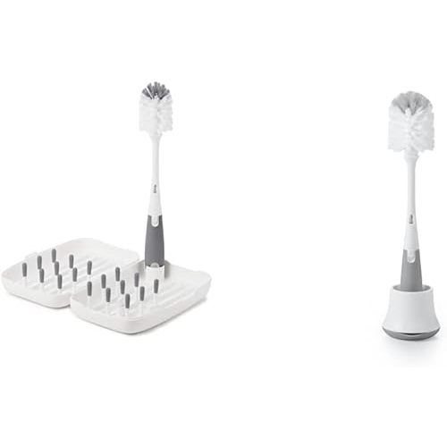 OXO Tot Travel Drying Rack + Bottle Brush Bundle | Portable Cleaning Accessories for Bottles, Parts, and More