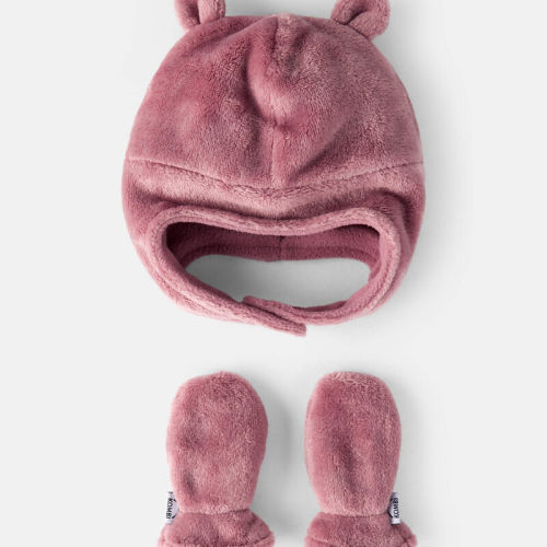 Berry Baby Girl KOMBI Velboa Cozy Fleece Hat and Mitts Set  | Carter’s Oshkosh Canada