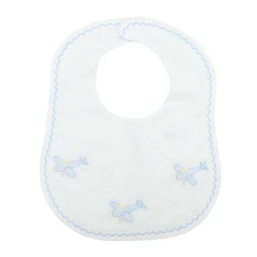 Bib with Embroidered Planes and Scallop Stitching | Auraluz