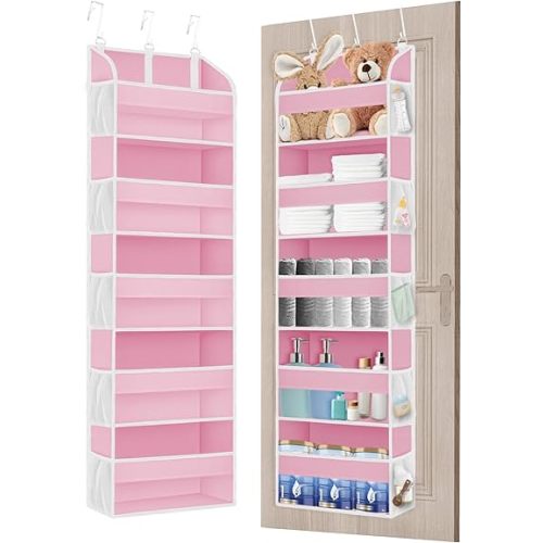 1 Pack Over The Door Storage Organizer with 5 Pockets 10 Mesh Pockets, 44 lbs Weight Capacity Door Hanging Organizers and Storage for Bedroom,Bathroom,Nursery,Kidroom,Babyroom