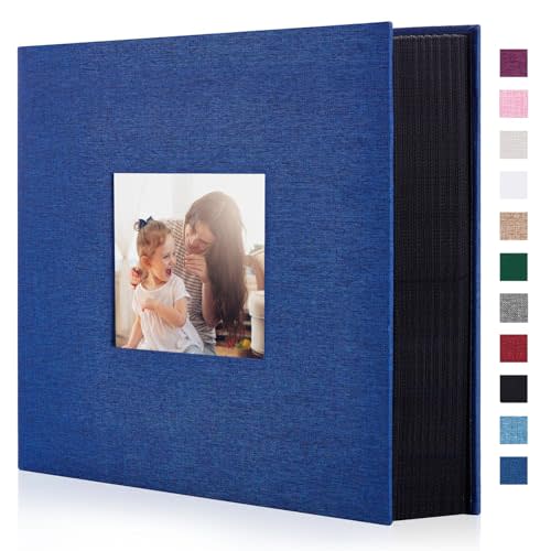 Artmag Fabric Photo Album 4x6 600 Large Capacity for Family Wedding Anniversary Linen Album Holds 600 Horizontal and Vertical Photos (600 Pockets, Blue)