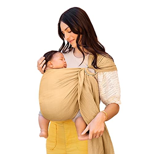 Moby Ring Sling Wrap Carrier | Hands-Free, Versatile Support Wrap for Mothers, Fathers, and Caregivers | Breathable, Baby Wrap Carrier for Newborns, Infants & Toddlers | Supports 8-30 lbs | Saffron