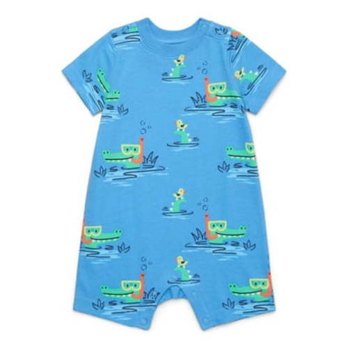 Garanimals Baby Boy Short Sleeve Jersey Print Romper, Sizes 0-24 Months