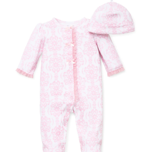Damask Scroll Footed One-Piece And Hat