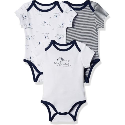 Little Me baby-boys 3-pack 100% Cotton Scratch Free Tag Onesies