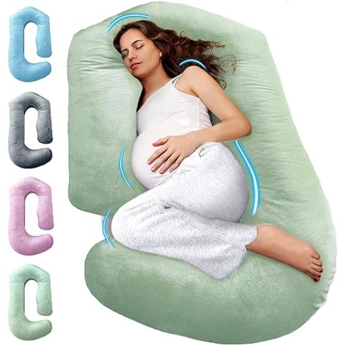 PILLANI Pregnancy Pillows for Sleeping - V C U Shaped Full Body Pillows for Adults with Removable Washable Cover, 57inch Cooling Maternity Pillow for Pregnant Women, Support for Back Belly Legs