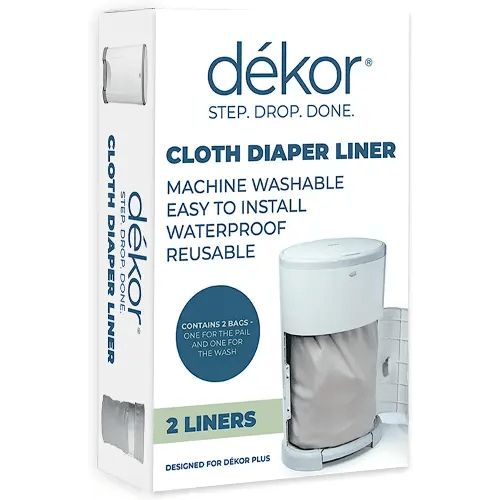 Diaper Dekor Cloth Diaper Liner | 2 Count | Gray | Perfect for Cloth Diapers | Just Step – Drop – Done | Quick & Easy to Replace | Fits the Diaper Dekor Plus Hands-Free Diaper Pail | Machine Washable