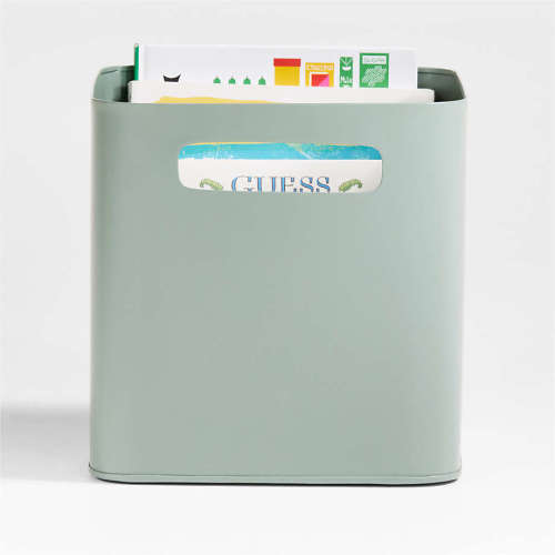 Outline Sage Green Metal Storage Bin with Handles