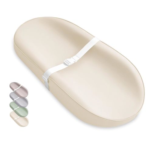 Blissful Diary Vegan Leather Baby Changing Pad with Waterproof & Wipe-Clean PU Cover, Avocado Size Cozy Diaper Changing Pad for Dresser and Table, Avocado Beige
