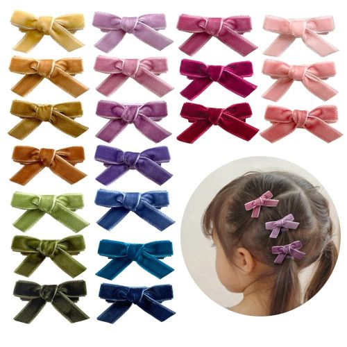 Velvet Bows for Baby Girls, 20pcs Boutique Tiny Baby Hair Clips, Fully Lined Hair Barrettes Alligators for Infants Toddlers Fine Hair by Cherssy