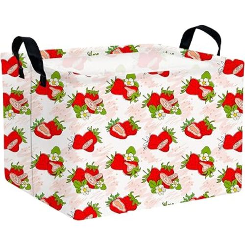 Strawberry Basket – Adorable Storage Bin for Nursery & Playroom, Perfect Strawberry Gifts and Room Decor, Ideal for Baby Stuff & Organization (C)