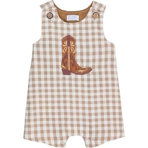 Mud Pie Baby Boy Boot Gingham Jon Jon