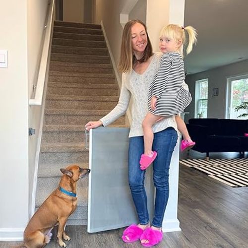 HomzAssist Retractable Baby Gates, Dog Gate or Baby Gate for Stairs, Doorways Hallways, 33" Tall, Extends to 55" Wide, comes with 4 Child Safety Locks