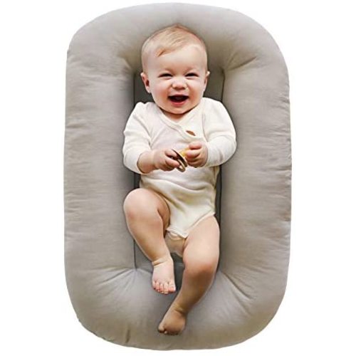 Snuggle Me Organic Bare | Baby Lounger & Infant Floor Seat | Newborn Essentials | Organic Cotton, Fiberfill | Birch