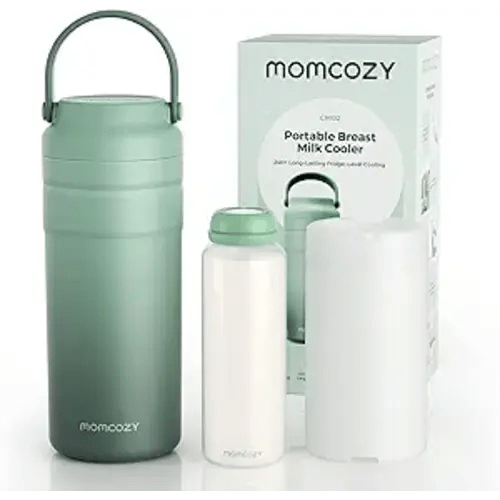 Momcozy Portable Breast Milk Cooler for Travel, 24H Ice-Free Cooling Breastmilk Storage Bottles Container, 12oz Leak Proof Outdoor Small Freezer, Baby Breastfeeding Essential for New Moms