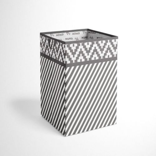 Bacati - Diamond Gray/white Collapsible Laundry Hamper