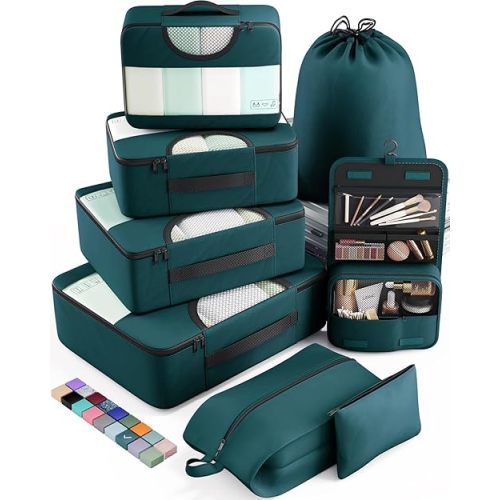 Veken 8 Set Packing Cubes for Suitcases, Travel Bag Organizers for Carry on Luggage, Suitcase Organizer Bags Set for Travel Essentials Travel Accessories in 4 Sizes(Extra Large, Large, Medium, Small)