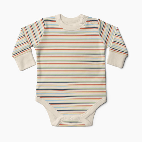 Goumi Kids x Babylist Bamboo & Organic Cotton Long Sleeve Bodysuit - Warm Stripe, 3-6M