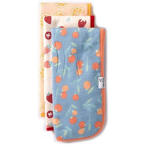 Copper Pearl Baby Girls Clementine Fruit Print Burp Cloths 3-Pack