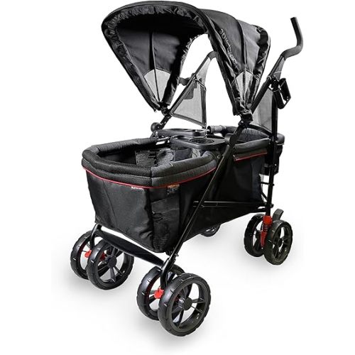 Summer Infant 3Dlite Wagon Convenience Stroller - Lightweight Stroller Wagon for Infants and Toddlers, Red and Black