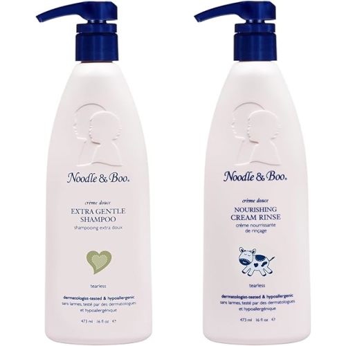 Noodle & Boo Extra Gentle Baby Shampoo and Conditioner Set | Tear-Free, Hypoallergenic, Plant-Based, Pediatrician-Tested | Gentle Hair Care for Sensitive Scalps & Delicate Hair, 16 fl oz Each