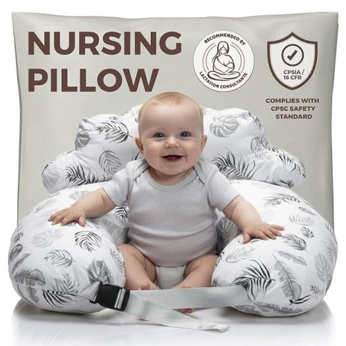 PILLANI Nursing Pillow for Breastfeeding, Breastfeeding Pillows for Mom Support & Baby Comfort, Removable Cotton Cover, w/Adjustable Waist Strap, Newborn Essentials Must Haves, Baby Registry Search