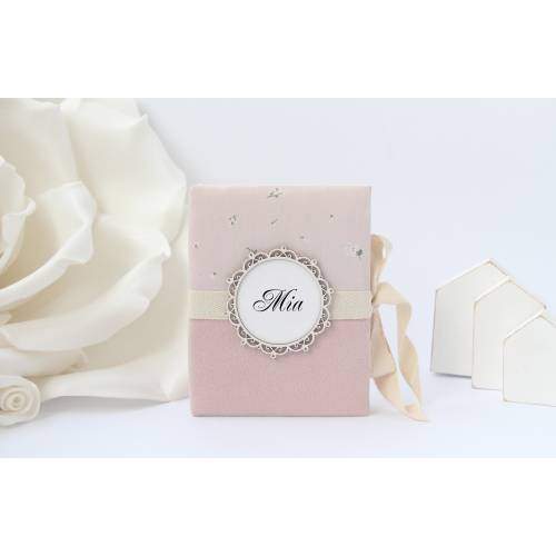 Baby photo album pastel pink. Girl baby album. First year album. Personalized baby album.
