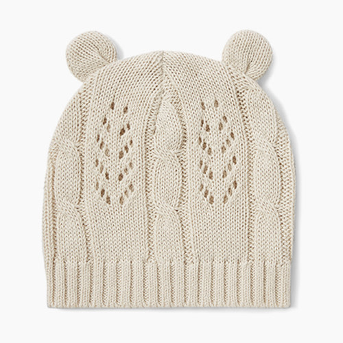 Elegant Baby Knit Baby Hat With Ears - Wheat Leaf, 0-12M