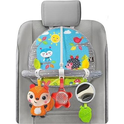 BENBAT Car Seat Toys for Babies - Double Sided Rear Facing Carseat Toy with Baby Mirror for Infants Girls and Boys 0+ Month Blue