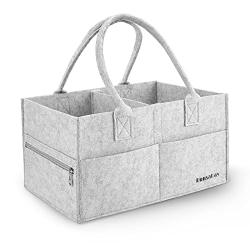 Runsabay Baby Diaper Caddy Organizer, Portable Baby Essentials Storage Basket Bin for Changing Table,Car Shower Basket for Newborn Boy and Girl, Best Shower Gift for New Mom