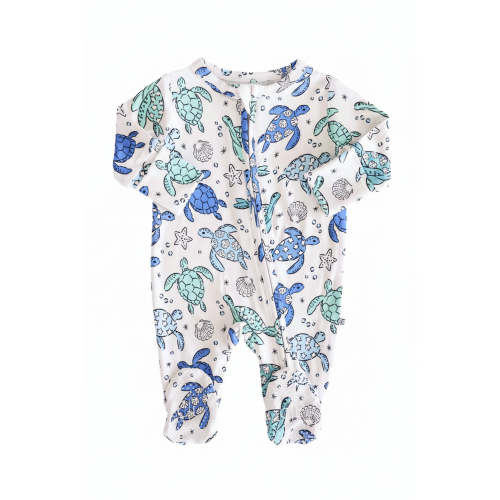Sea Turtle Splash Zipper Footie