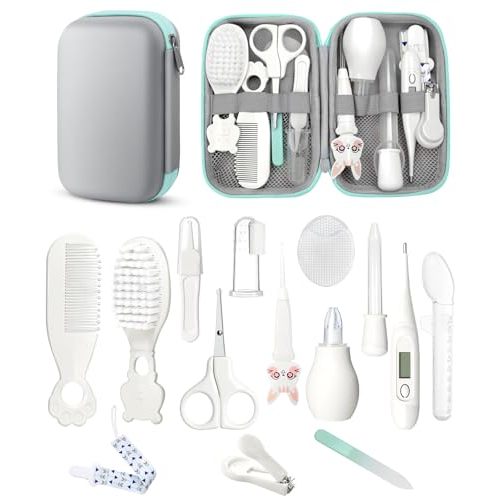 Baby Healthcare and Grooming Kit, Safety Newborn Nursery Baby Care Kit, with Hair Brush Comb, Nail Clipper, Thermometer, Pacifier Clip, Baby Registry Search, Baby Girl Boy Newborn Essentials