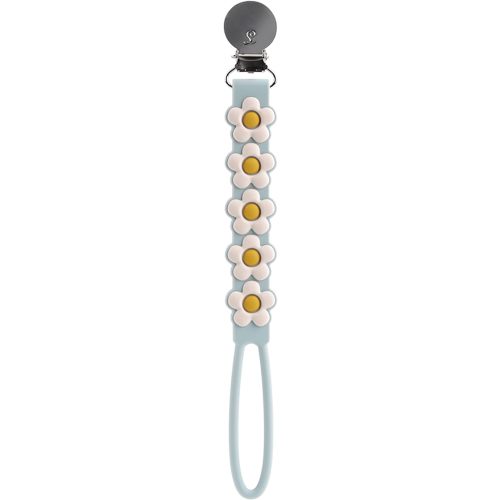 Loulou Lollipop Beadless Silicone Pacifier Clip (Daisy, Blue)