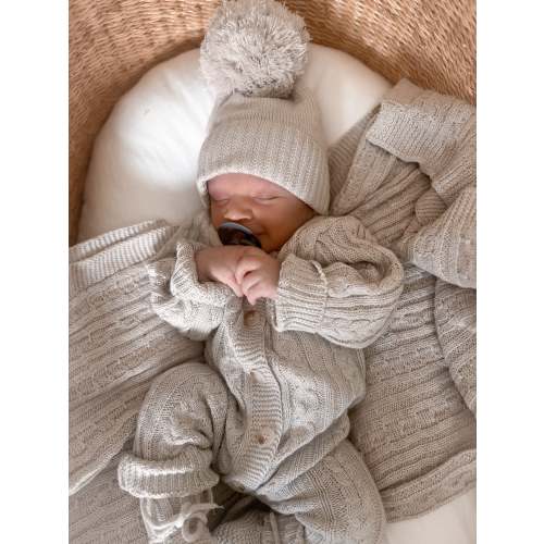 Luna + Luca Classic Cable Knit Baby Blanket - Natural