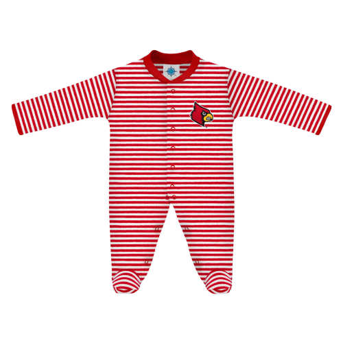 Louisville Cardinals Striped Footed Romper | College Baby