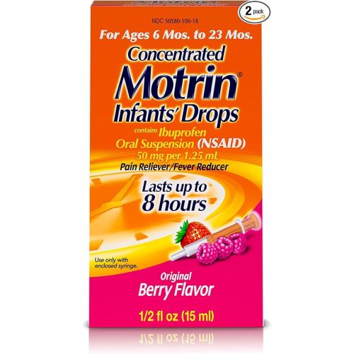 Infants' Motrin Concentrated Drops, Fever Reducer, Ibuprofen, Berry Flavored, 0.5 Oz, 2 Pack