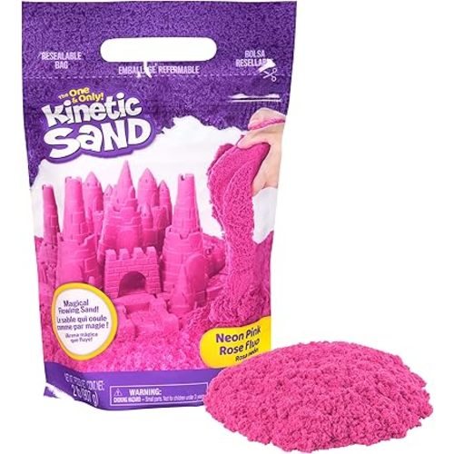 Kinetic Sand, 2lbs Pink Play Sand, Moldable Sensory Toys for Kids, Resealable Bag (Packaging May Vary), for Ages 3 and up