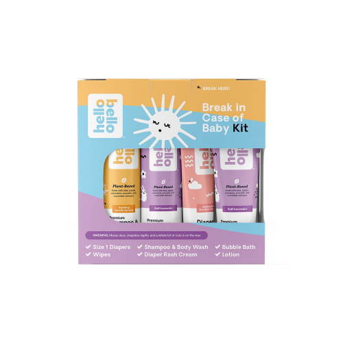 Hello Bello Break in Case of Baby Kit, Unisex Infant Bathing and Diaper Care Gift Set
