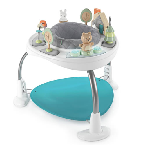 Ingenuity Spring & Sprout 2-in-1 Baby Activity Center Jumper and Table with Infant Toys - Ages 6 Months +, First Forest