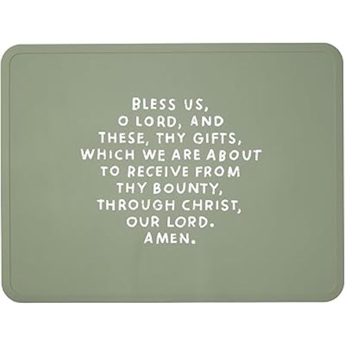 Be A Heart Silicone Placemats for Kids and Toddlers, BPA-Free Non-Slip Baby Placemat, Baby Baptism Gift (Sage Green)