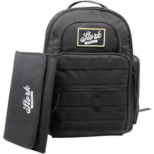 Stork Supply Baby Diaper Backpack - Military-Grade, Tactical Diaper Bag Backpack and Changing Mat, Baby Diaper Travel Bag for Dads & Moms, Large, Black