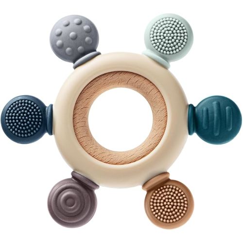 Baby Teething Toys for 0-6 6-12 Months, BPA Free Baby Teether Sensory Toys for Babies 0 3 6 9 12 18 Months, Newborn Infant Toys Gifts for 1 One Year Old Baby Boys Girls - Blue