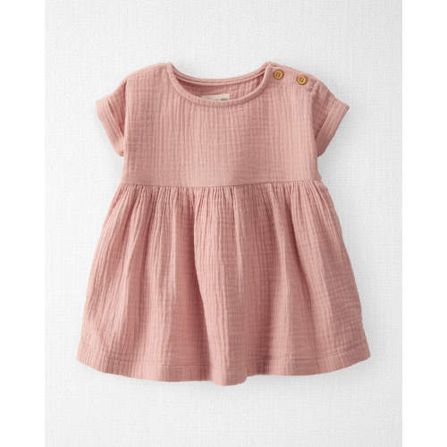 Baby Organic Cotton Gauze Dress - Style,Rose